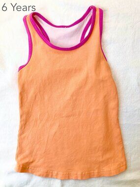 💙2/$25 Peekaboo Beans Size 6 Girl Kid Orange Pink Tank Top Summer Beach